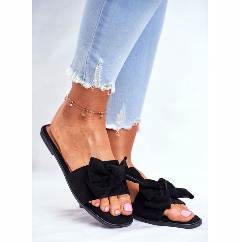 Pantofole da donna della Malesia con fiocchi neri nero 1