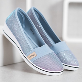 SDS Ballerine Slip-on Con Glitter blu 2