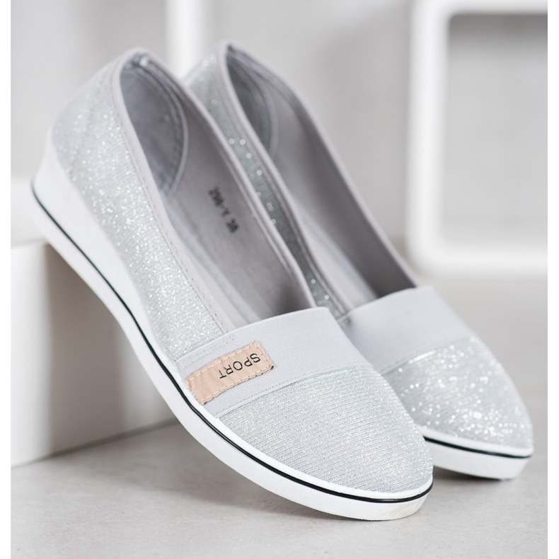 SDS Ballerine Slip-on Con Glitter grigio 2