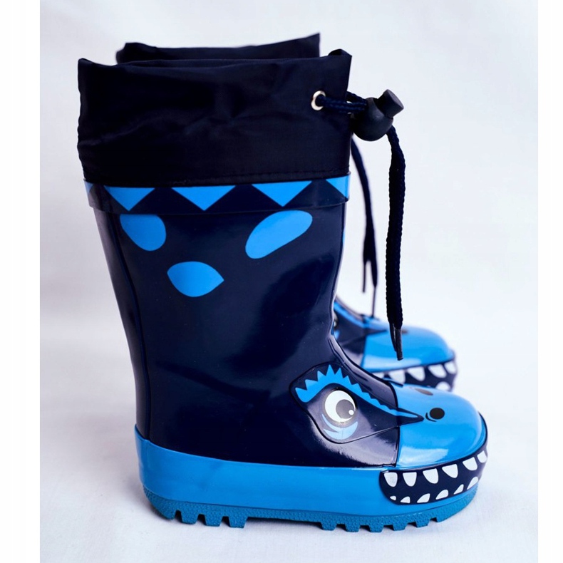 Apawwa Stivali da pioggia in gomma per bambini Navy Blue Mordeso Shark blu navy 2