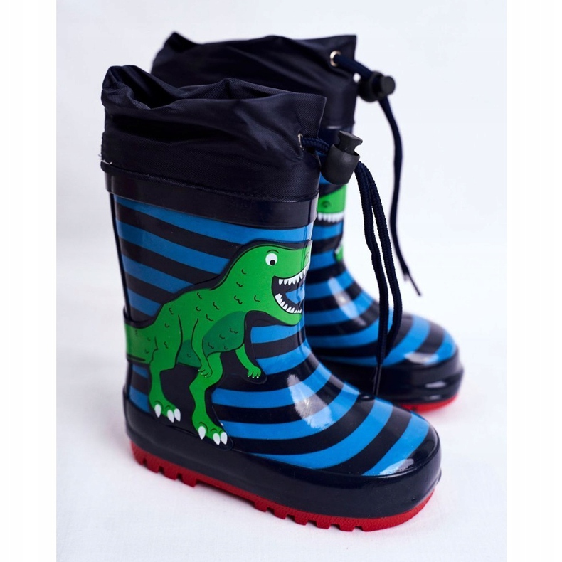 Apawwa Galosce di gomma per bambini Navy Blue Dinosaur Mordeso blu navy verde 1