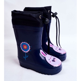 Apawwa Stivali da pioggia in gomma per bambini Navy Blue Mordeso Rabbit blu navy rosa 1