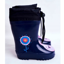 Apawwa Stivali da pioggia in gomma per bambini Navy Blue Mordeso Rabbit blu navy rosa 2