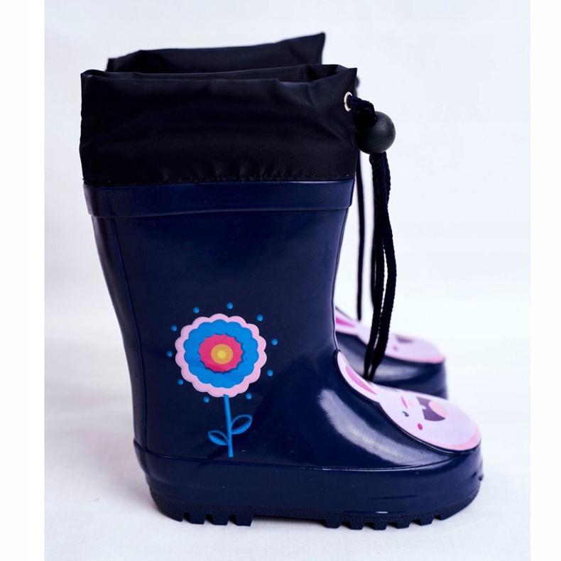 Apawwa Stivali da pioggia in gomma per bambini Navy Blue Mordeso Rabbit blu navy rosa 2