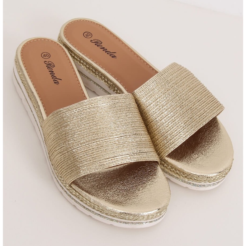 Pantofole dorate da donna dorate 222-32 Gold d'oro 1