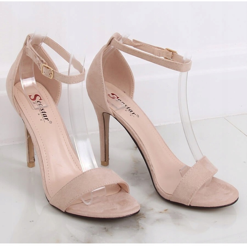 Sandali beige su tacco alto GG-86P Beige 1