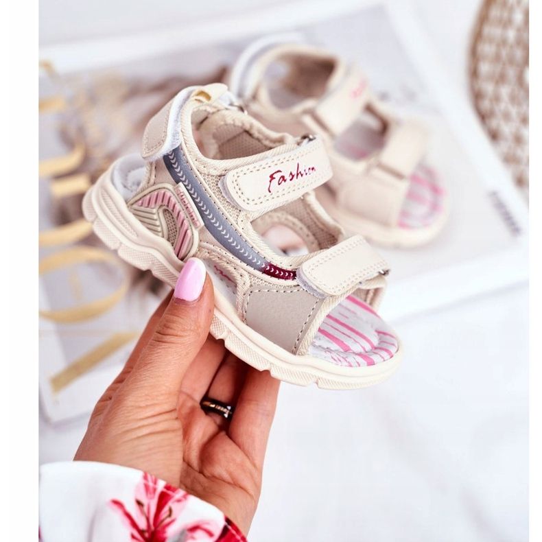 PL1 Sandali per bambini con velcro Beżowe Grobino beige 1
