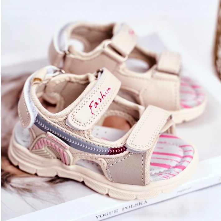 PL1 Sandali per bambini con velcro Beżowe Grobino beige 2
