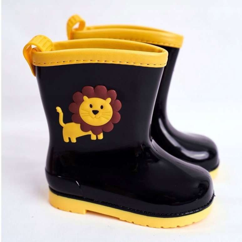 Galosce di gomma nera per bambini Leone nero 1