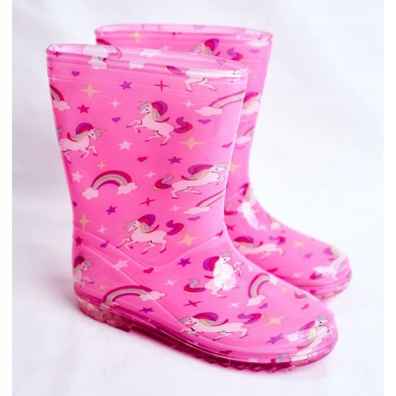 Stivali da pioggia in gomma per bambini Pink Unicorn rosa 1
