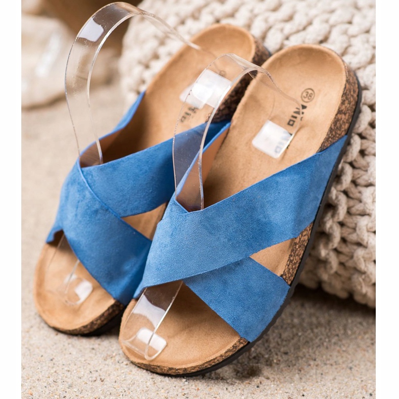 Nio Nio Pantofole casual sulla piattaforma blu 2