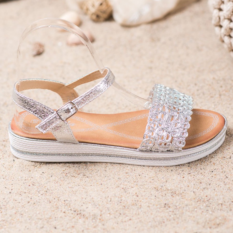 Renda Sandali Sulla Piattaforma grigio 1