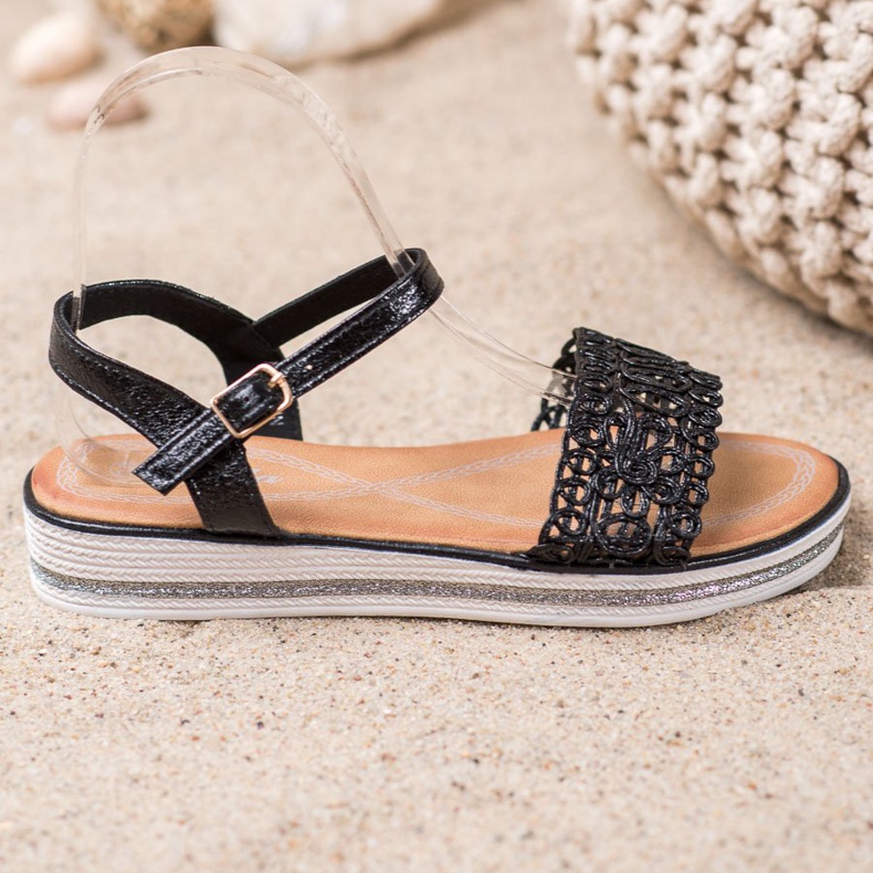 Renda Sandali Sulla Piattaforma nero 2