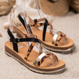 SHELOVET Sandali con stampa leopardata marrone nero 1