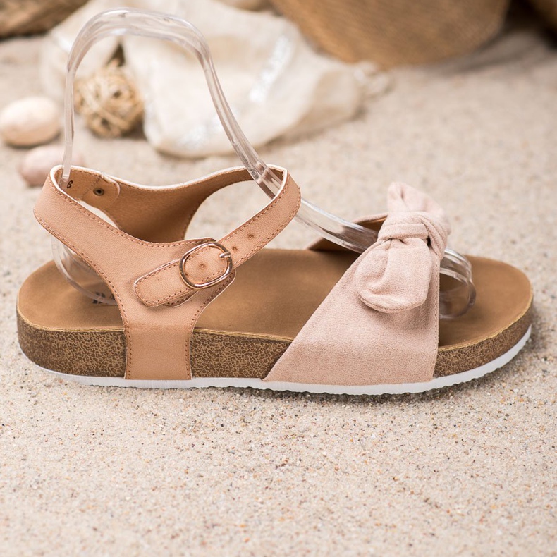 SHELOVET Sandali In Pelle Scamosciata Con Fiocco marrone 2