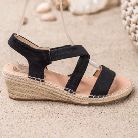Renda Sandali con espadrillas in pelle scamosciata nero 1