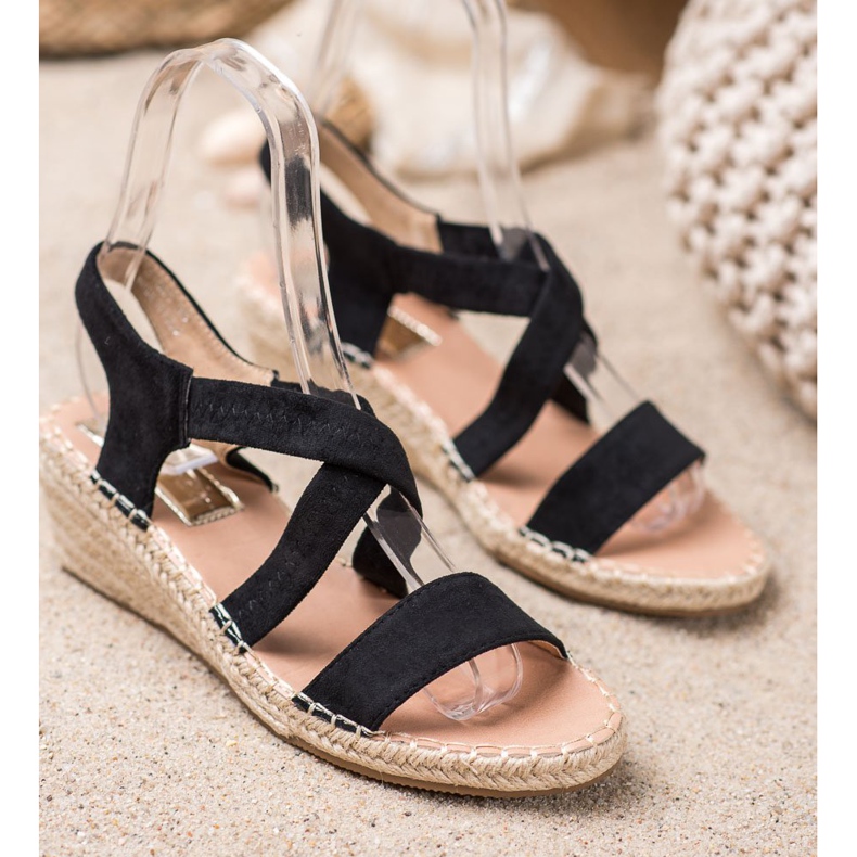 Renda Sandali con espadrillas in pelle scamosciata nero 2