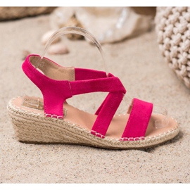Renda Sandali con espadrillas in pelle scamosciata rosa 2