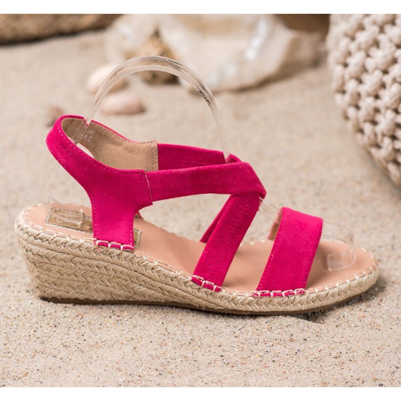 Renda Sandali con espadrillas in pelle scamosciata rosa 2
