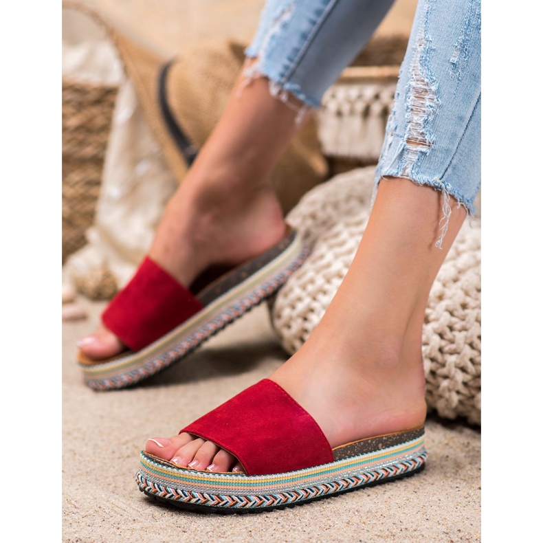 Renda Pantofole Sulla Piattaforma rosso 1