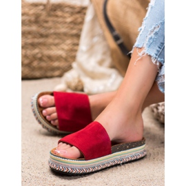 Renda Pantofole Sulla Piattaforma rosso 2