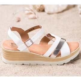 Renda Sandali con zeppa bianca 2