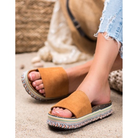 Renda Pantofole Sulla Piattaforma marrone 2