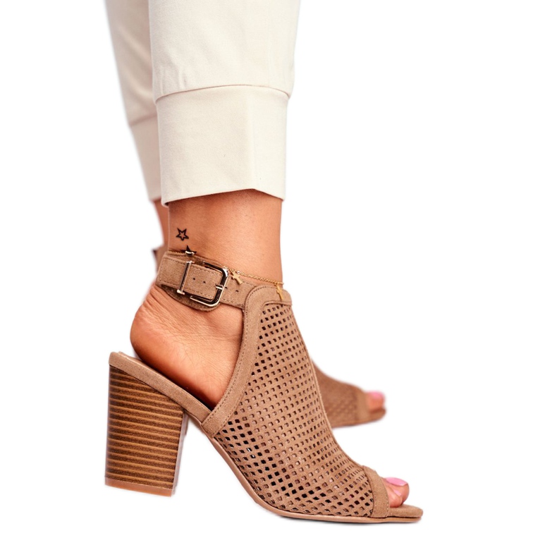 Bellucci Stivali Openwork Donna Peep Toe Beige Paradise 3