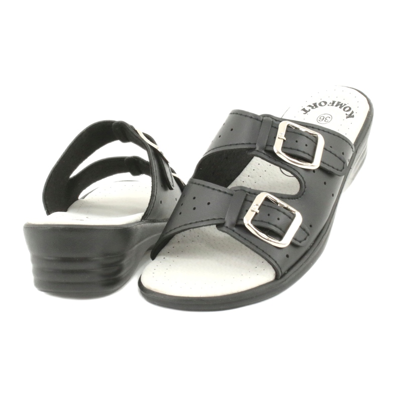 American Club pantofole nere su fibbie americane nero 3