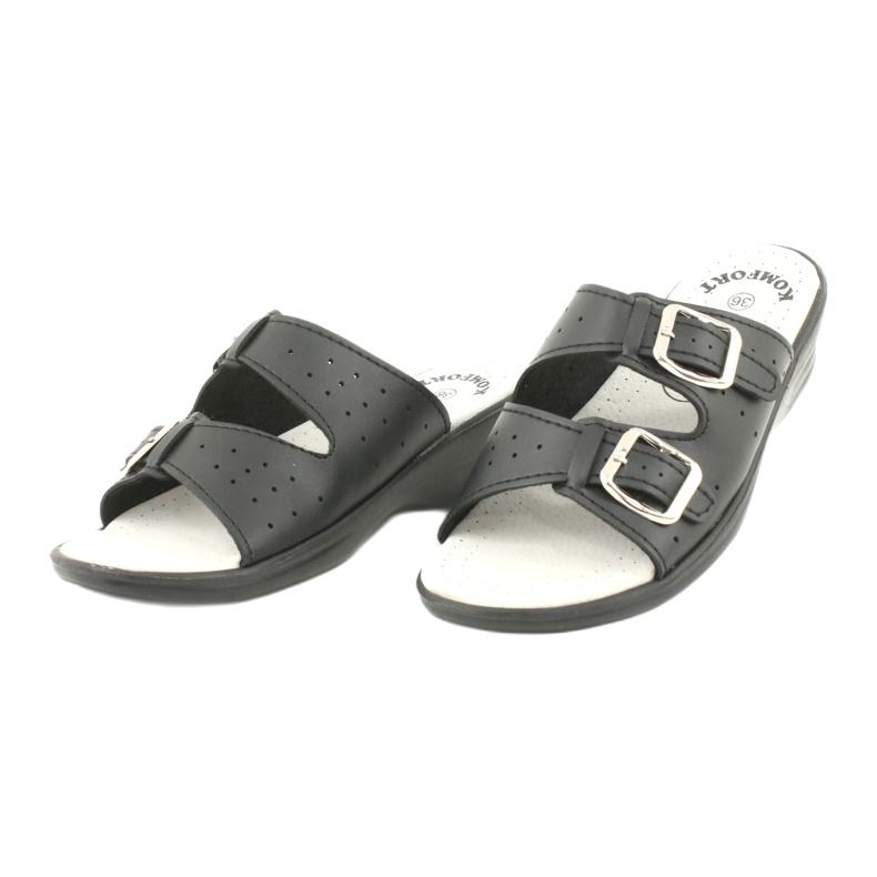 American Club pantofole nere su fibbie americane nero 2