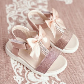 FRROCK Sandali Da Bambina Con Velcro Per Bambina Champagne Bella multicolore rosa 1