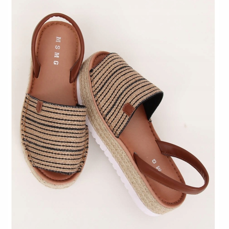Sandali neri espadrillas WH935 Black beige marrone 1