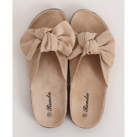 Beige 10-218 Pantofole beige con suola in sughero 2