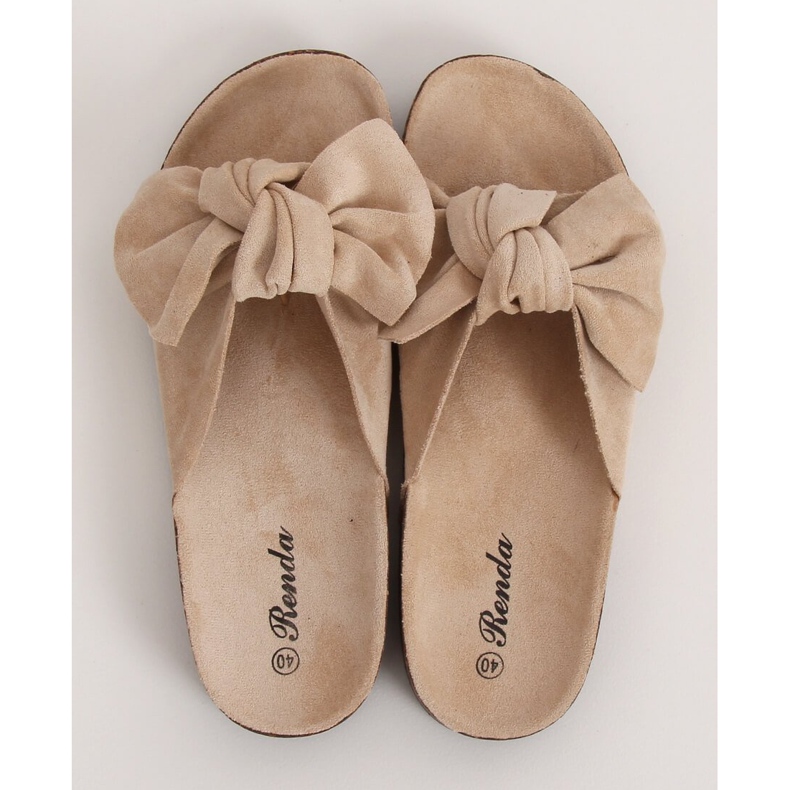 Beige 10-218 Pantofole beige con suola in sughero 2