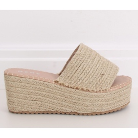 Ciabatte espadrillas beige con zeppa LL909 Beige 2