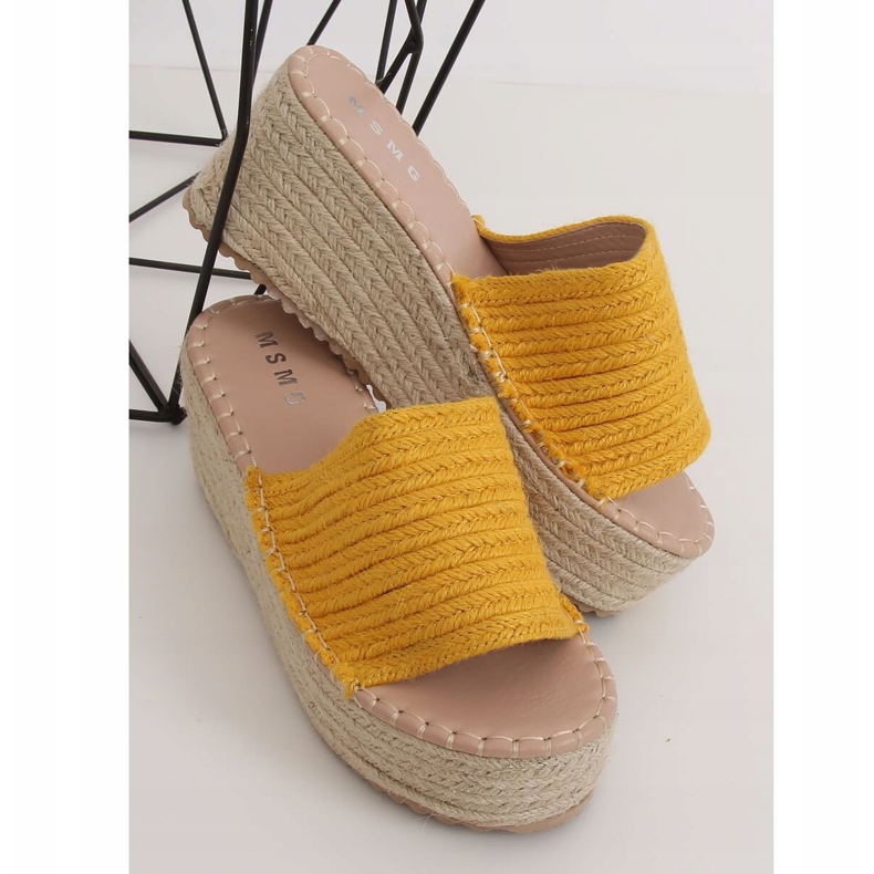 Ciabatte con zeppa espadrillas miele LL909 Giallo 1