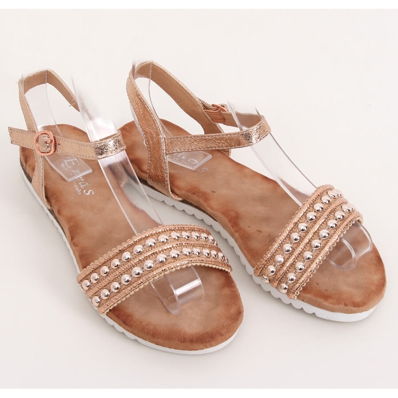 Sandali donna champagne HT-68 Champagne multicolore rosa 2