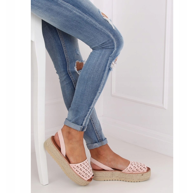 Sandali, espadrillas, rosa traforato WH931 Pink 2