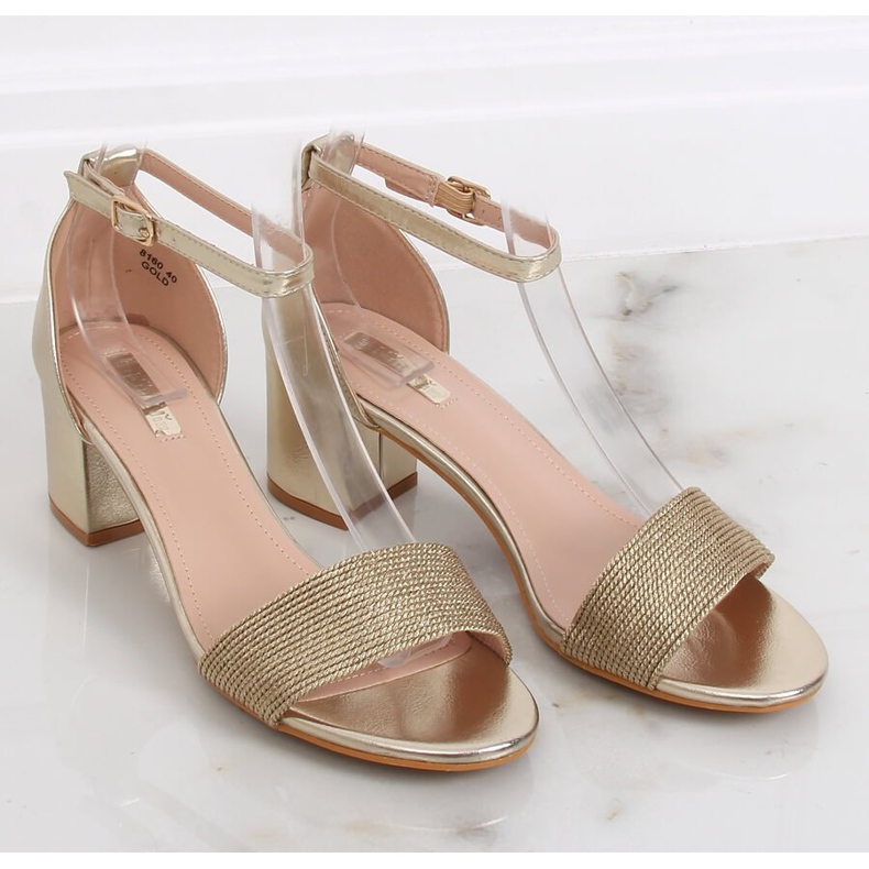 Sandali con tacco alto oro 8160 Gold d'oro 2