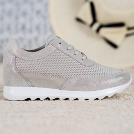 VINCEZA sneakers in pelle lucida grigio 2
