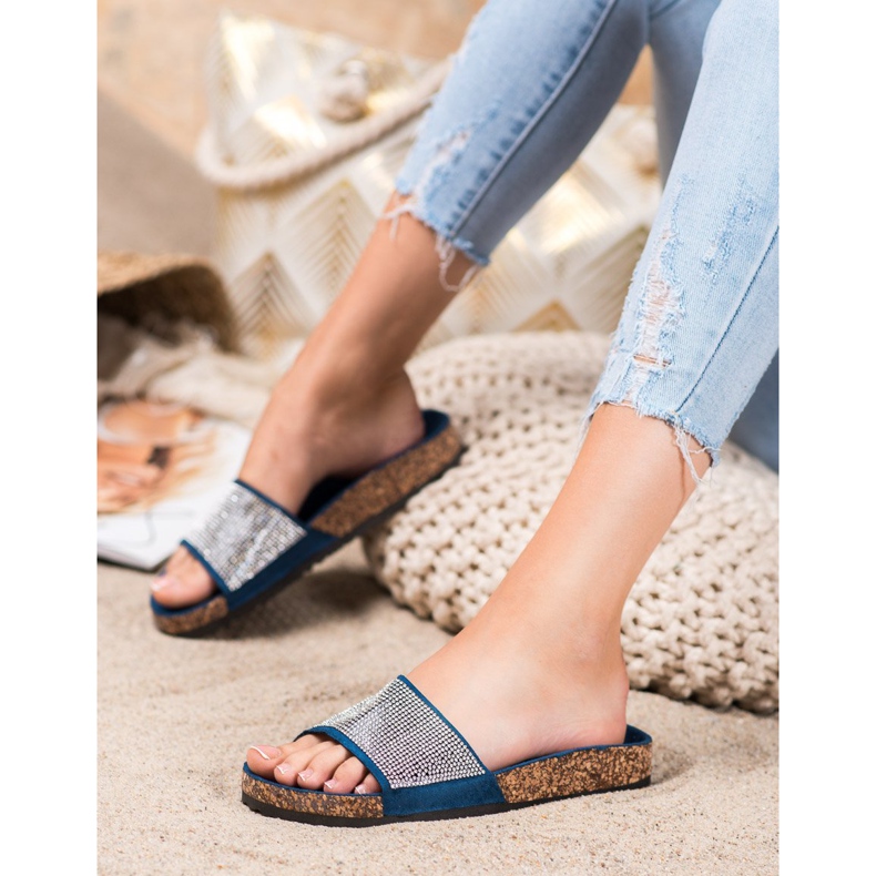Bona Ciabatte Con Cubic Zirconia blu 1