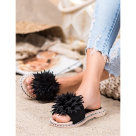 Anesia Paris Pantofole Alla Moda Con Ornamento nero 1