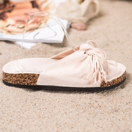 Bestelle Pantofole In Pelle Scamosciata Con Frange beige 2
