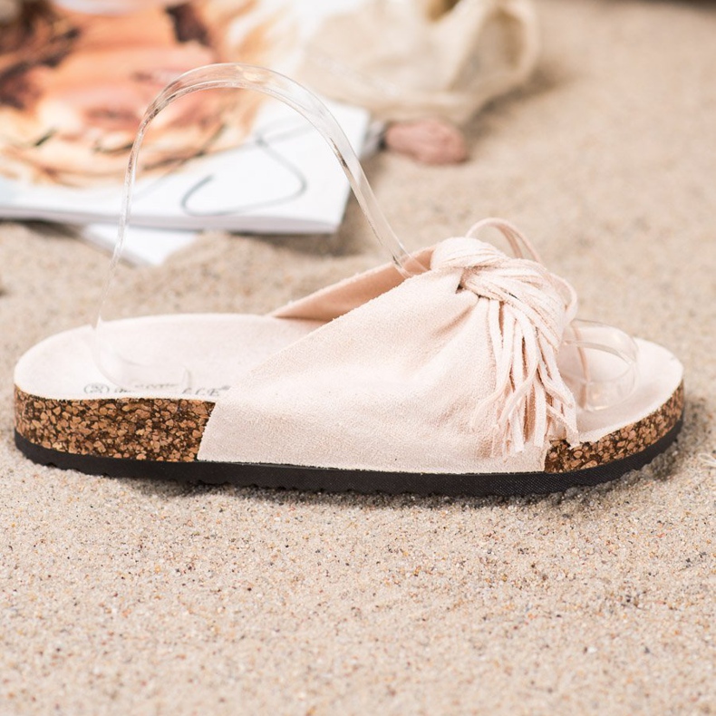 Bestelle Pantofole In Pelle Scamosciata Con Frange beige 2