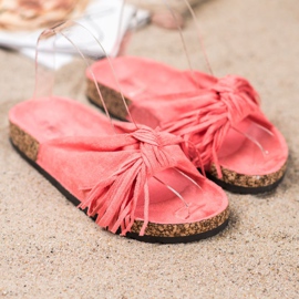 Bestelle Pantofole In Pelle Scamosciata Con Frange rosso 2