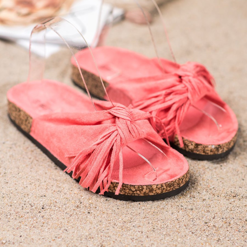 Bestelle Pantofole In Pelle Scamosciata Con Frange rosso 2