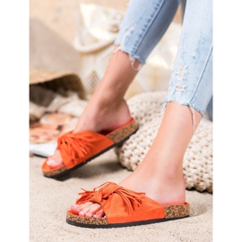 Bestelle Pantofole In Pelle Scamosciata Con Frange arancia 2