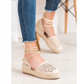 Bella Star Espadrillas legate sulla piattaforma beige 2