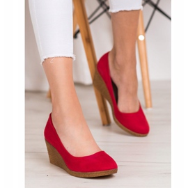 Goodin Décolleté con zeppa in pelle scamosciata rosso 2