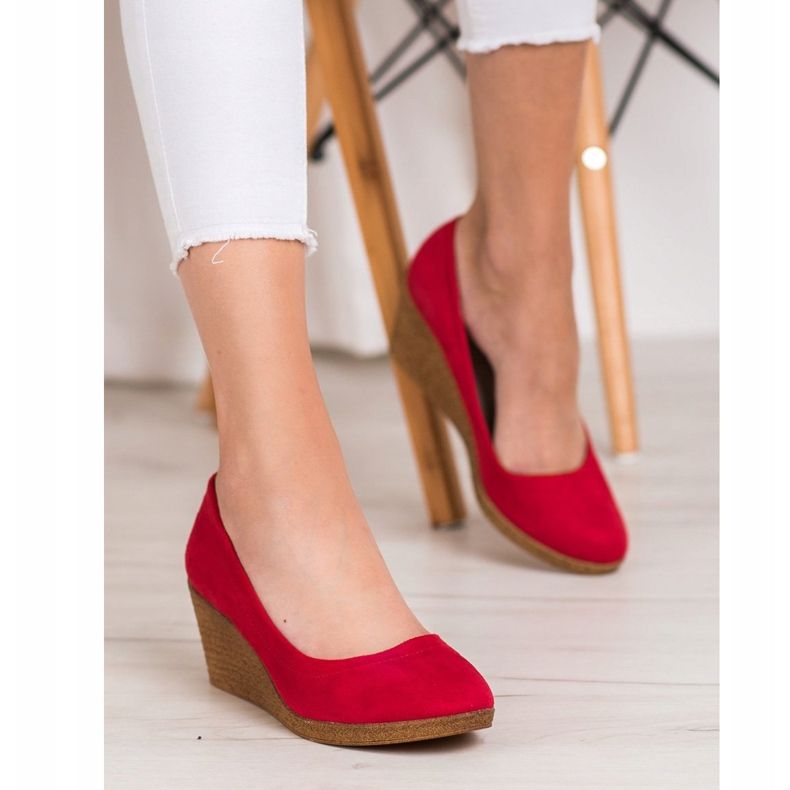 Goodin Décolleté con zeppa in pelle scamosciata rosso 2